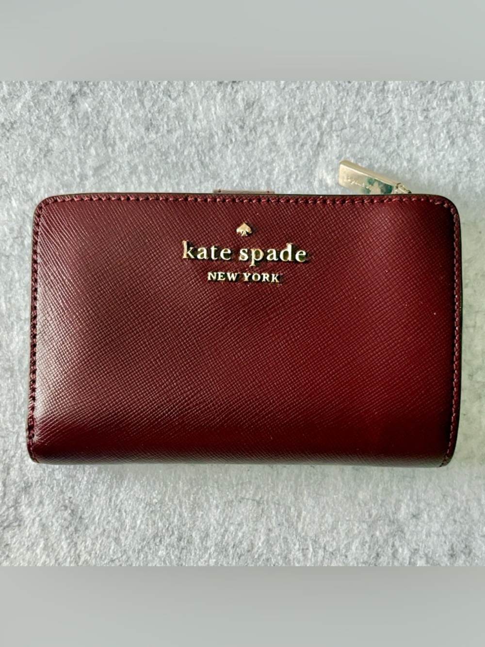 KATE SPADE - EUC Maroon Wallet with Gold Logo